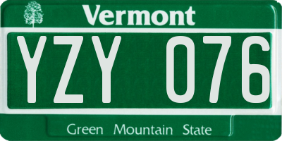 VT license plate YZY076