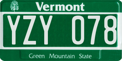 VT license plate YZY078