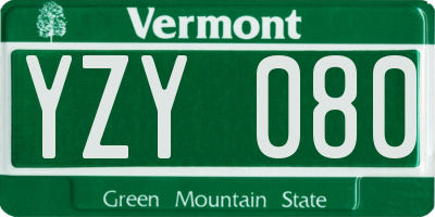 VT license plate YZY080
