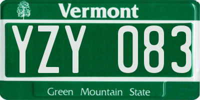 VT license plate YZY083