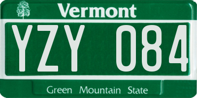 VT license plate YZY084