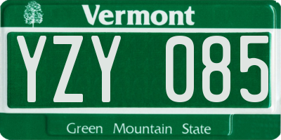 VT license plate YZY085
