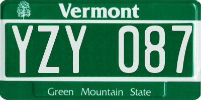 VT license plate YZY087
