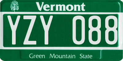 VT license plate YZY088