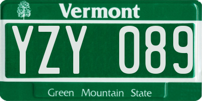 VT license plate YZY089
