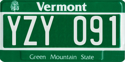 VT license plate YZY091