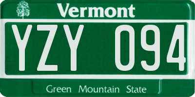 VT license plate YZY094