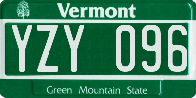 VT license plate YZY096