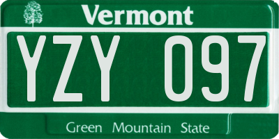 VT license plate YZY097