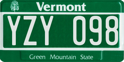 VT license plate YZY098