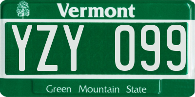 VT license plate YZY099