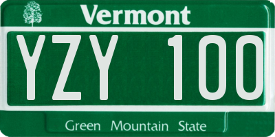 VT license plate YZY100