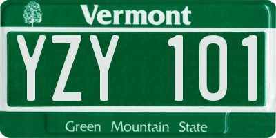 VT license plate YZY101