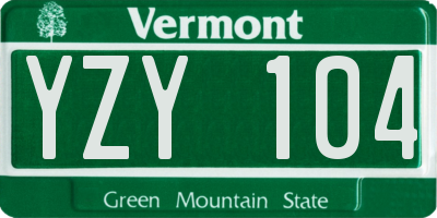 VT license plate YZY104