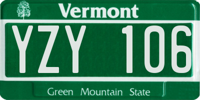 VT license plate YZY106