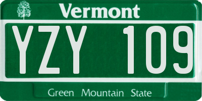 VT license plate YZY109
