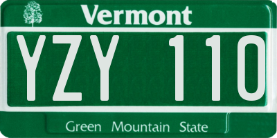 VT license plate YZY110
