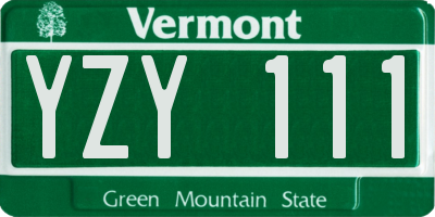 VT license plate YZY111