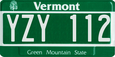 VT license plate YZY112