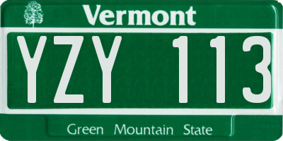 VT license plate YZY113