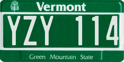 VT license plate YZY114