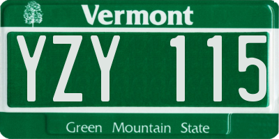 VT license plate YZY115
