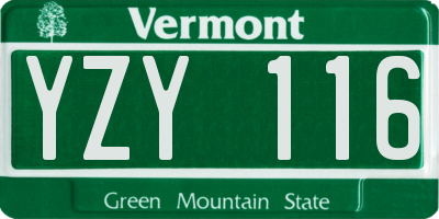 VT license plate YZY116