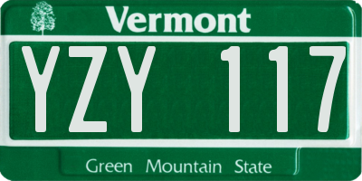 VT license plate YZY117