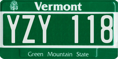 VT license plate YZY118