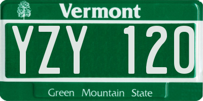 VT license plate YZY120