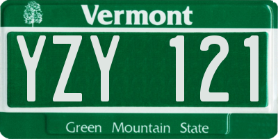 VT license plate YZY121