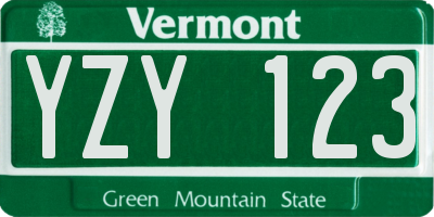 VT license plate YZY123
