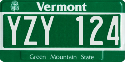 VT license plate YZY124