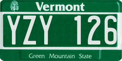 VT license plate YZY126