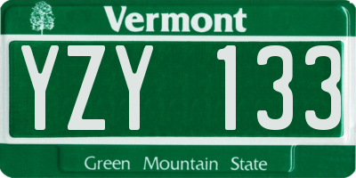 VT license plate YZY133