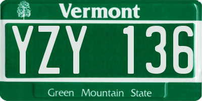VT license plate YZY136