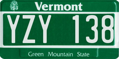 VT license plate YZY138
