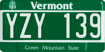 VT license plate YZY139