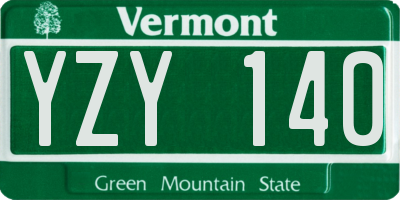 VT license plate YZY140
