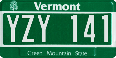 VT license plate YZY141