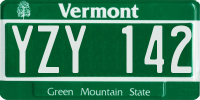 VT license plate YZY142