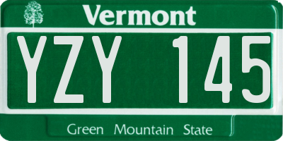 VT license plate YZY145