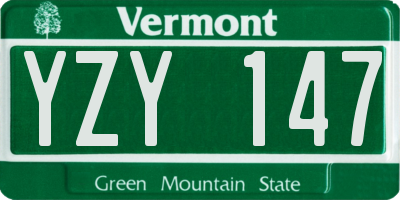VT license plate YZY147