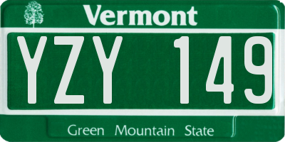 VT license plate YZY149