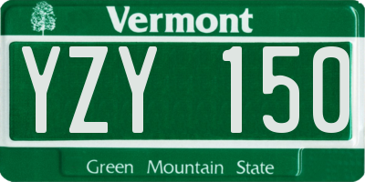 VT license plate YZY150