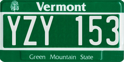 VT license plate YZY153