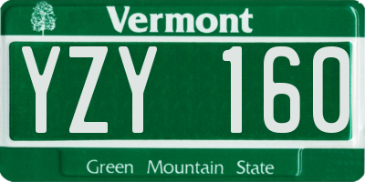 VT license plate YZY160