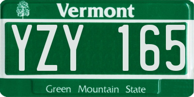 VT license plate YZY165