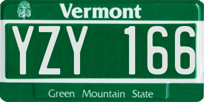 VT license plate YZY166