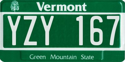 VT license plate YZY167